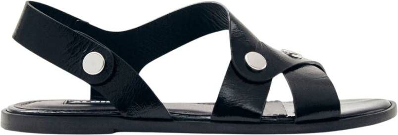 Alohas Mindy Onix Zwarte Leren Sandalen