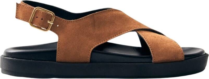 ALOHAS Nico Suede Bruin Leren Sandalen Brown Dames