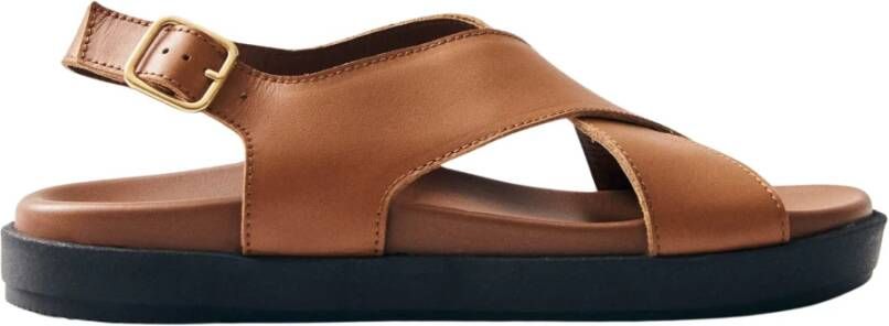 ALOHAS Bruine leren sandalen 3cm hak Brown Dames