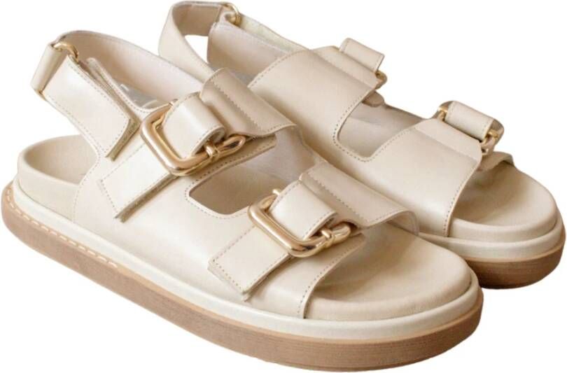 ALOHAS Harper Crème Leren Sandalen Beige Dames