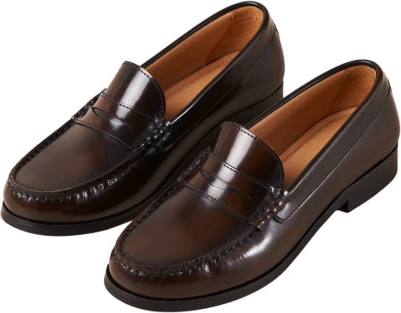 ALOHAS Rivet Geborsteld Koffiebruin Leren Loafers Brown Dames