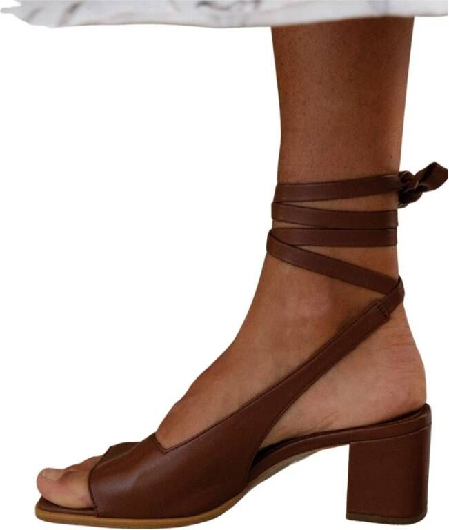 ALOHAS Kleine Donker Tan Leren Sandalen Brown Dames