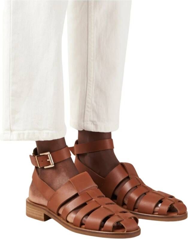 ALOHAS Tan leren sandalen Brown Dames