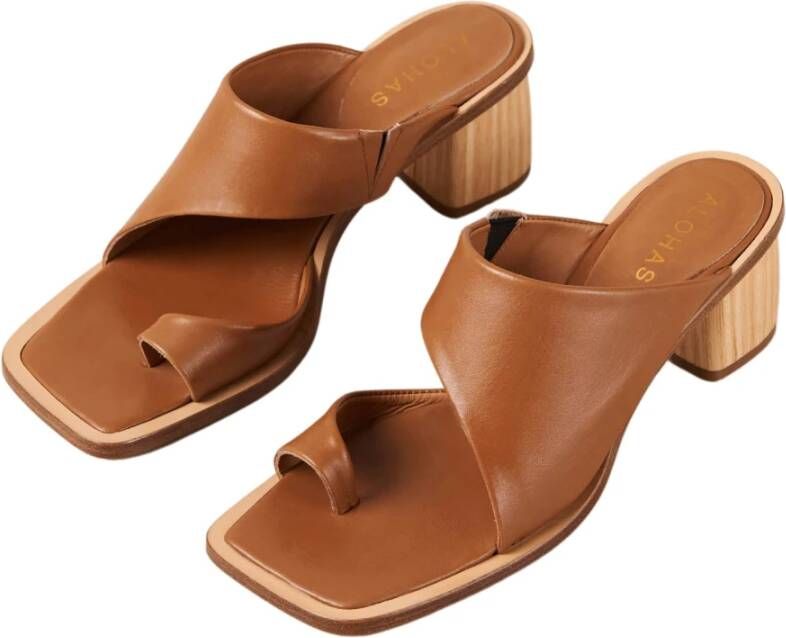 ALOHAS Tan leren sandalen Brown Dames