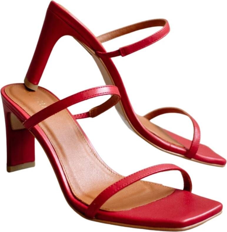 ALOHAS Rode leren sandalen van Cannes Red Dames