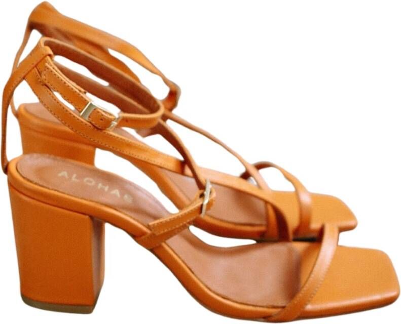 ALOHAS Vibrant Orange Block Heel Sandals Orange Dames