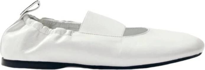 Alohas Witte Leren Ballerina Schoenen Elastiek