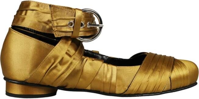 Alohas Zijden Gouden Ballerina Leren Veterschoenen