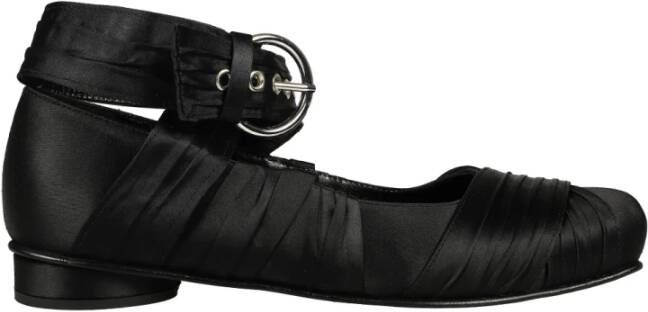 Alohas Zijden Zwarte Ballerina met Leren Veters