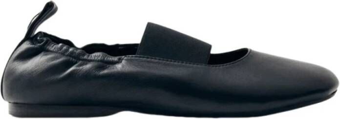 Alohas Zwarte Leren Ballerina Schoenen Elastiek