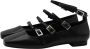 ALOHAS Zwarte leren band ballerina schoenen Black Dames - Thumbnail 1