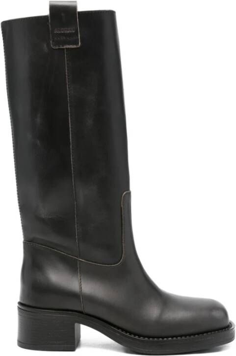 Alohas Zwarte Leren Blokhak Schoenen