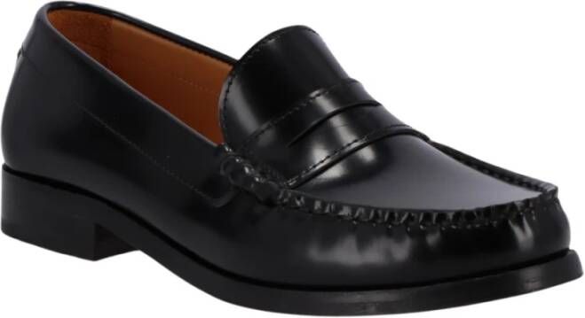 ALOHAS Zwarte leren loafers Black Dames