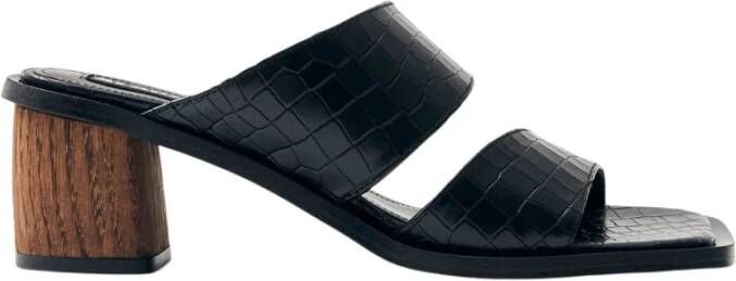 Alohas Zwarte leren sandalen