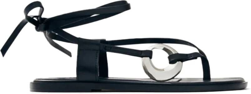 Alohas Zwarte Leren Sandalen