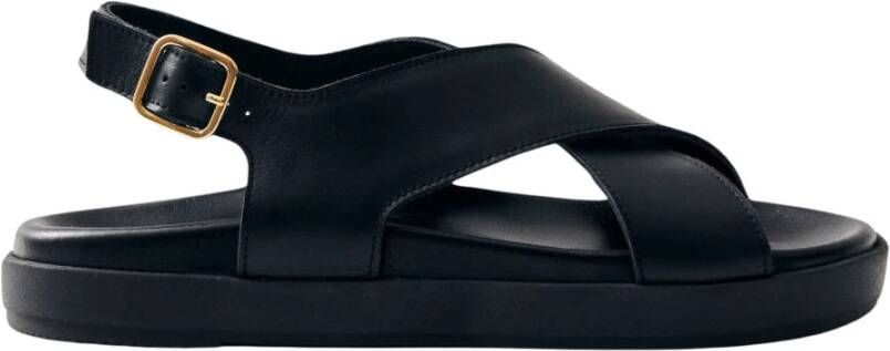ALOHAS Zwarte leren sandalen Black Dames
