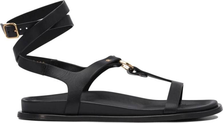 Alohas Zwarte Leren Sandalen voor Vrouwen