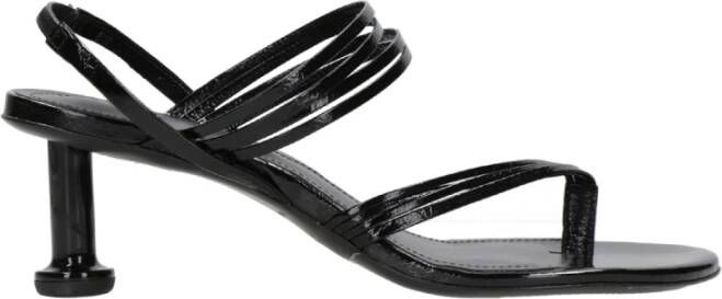 Alohas Zwarte Suède Sandalen met Houten Hak