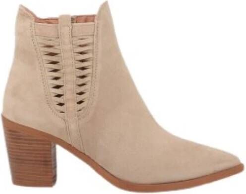 Alpe Beige Dames Enkellaarsjes met Middelhoge Hak en Rits Beige Dames