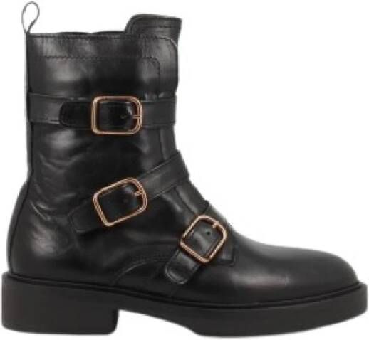 Alpe Dames Casual Zwarte Leren Enkellaars Black Dames