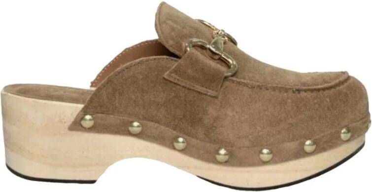 Alpe Casual Camel Suède Klomp Brown Dames