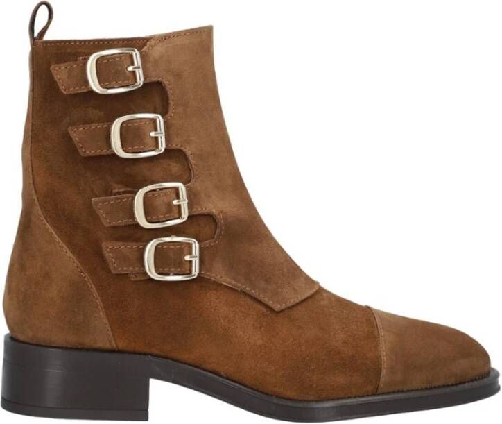 Alpe Dames Casual Camelkleurige Enkellaarsjes Brown Dames