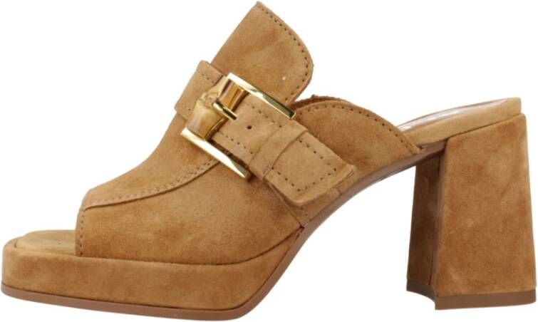 Alpe Heeled Mules Brown Dames