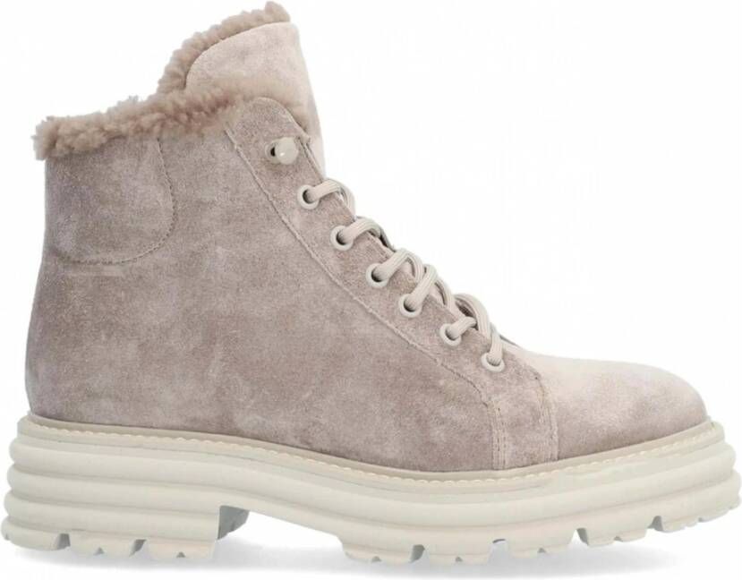 Alpe Taupe Enkellaarzen Beige Dames