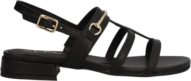 Alpe Zwarte Casual Leren Sandalen voor Vrouwen