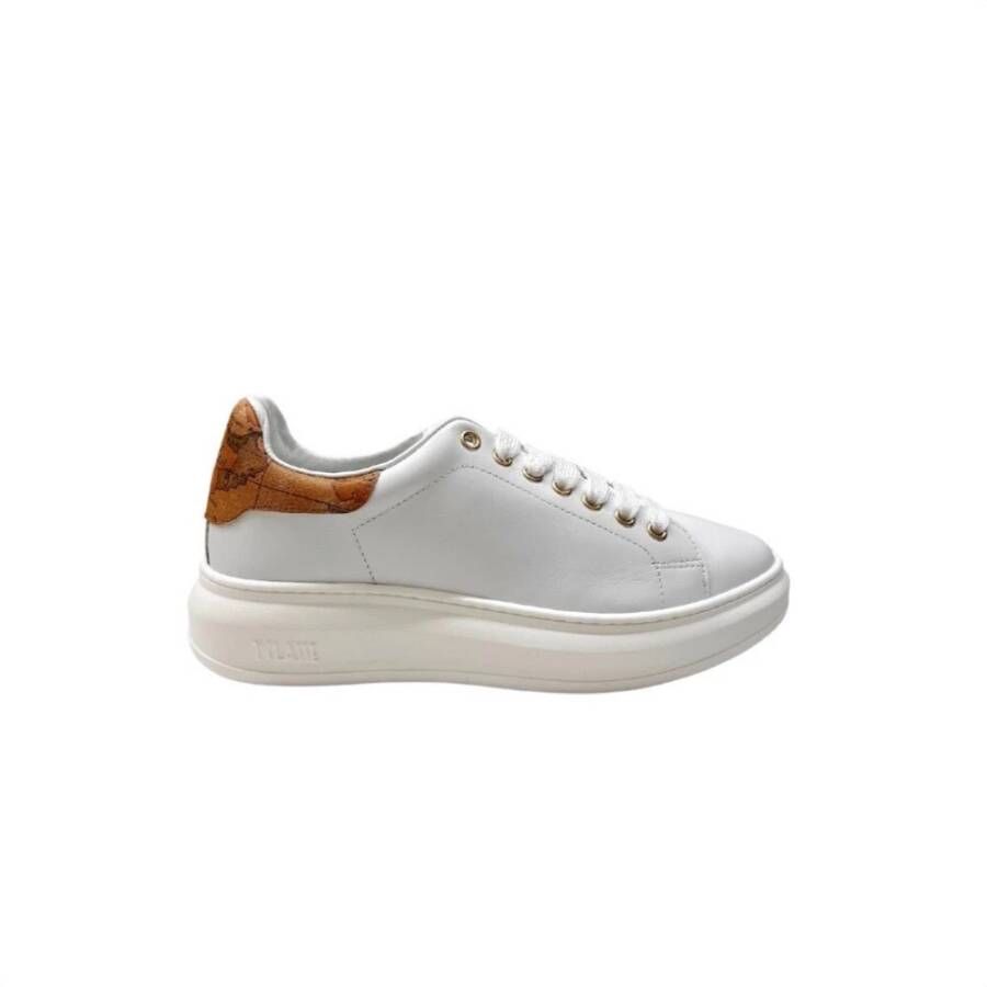 Alviero Martini 1a Classe Witte Leren Casual Sneakers met Geo Classic Print White Dames