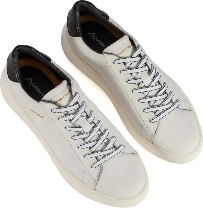 Ambitious Heren Sneaker van Wit Zwart Leer White - Foto 3