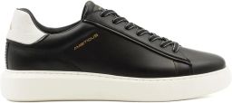 Ambitious Zwarte leren sneakers met witte hielinzet Zwart