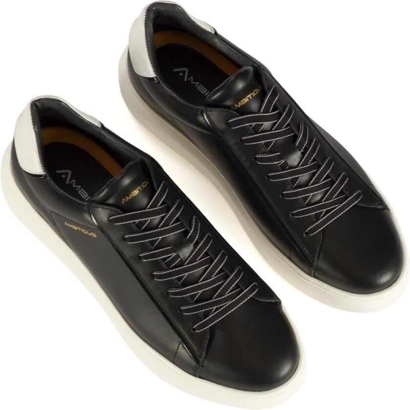Ambitious Zwarte leren sneakers met witte hielinzet Zwart - Foto 3