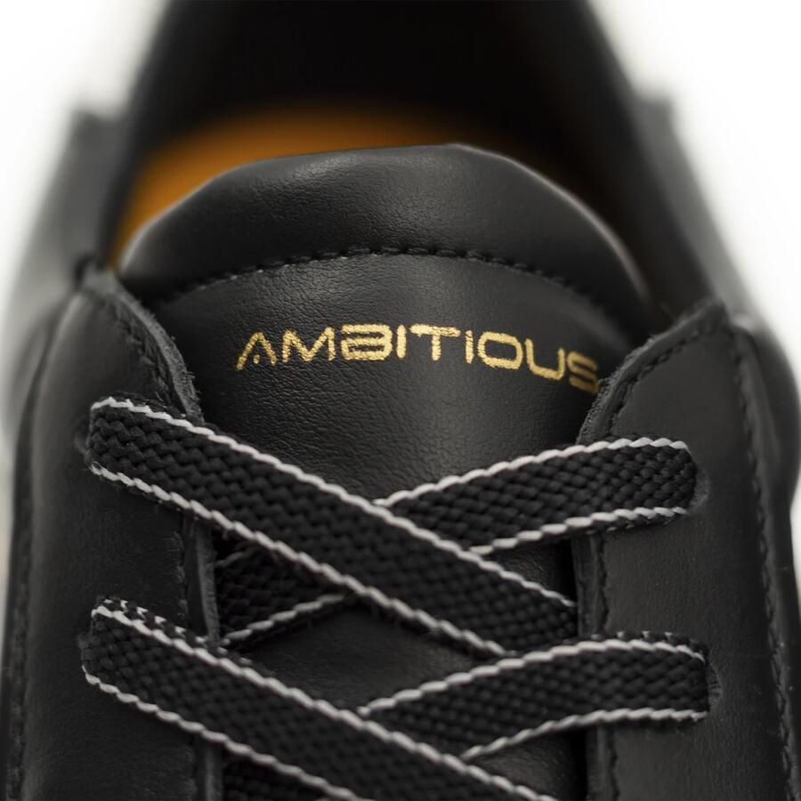 Ambitious Zwarte leren sneakers met witte hielinzet Zwart - Foto 2