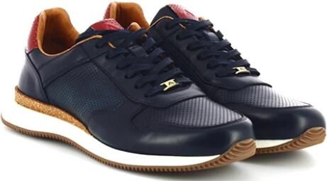 Ambitious Men s lederen sneakers Blauw Heren