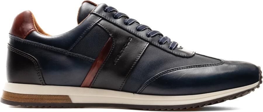 Ambitious Blauwe Leren Hardloopsneakers met Bruine Details Blauw Heren