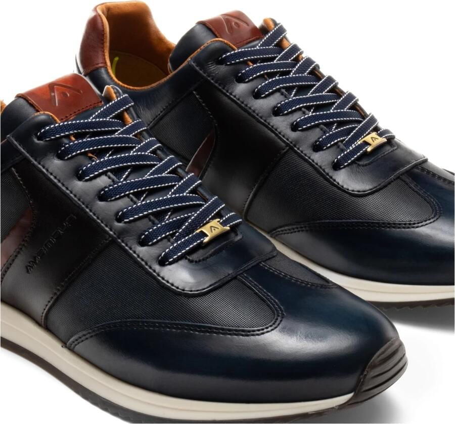 Ambitious Blauwe Leren Hardloopsneakers met Bruine Details Blauw Heren - Foto 3