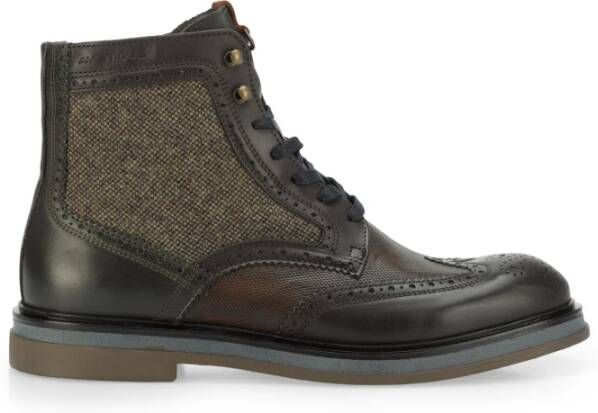 Ambitious Heren Leren Tweed Veterschoen met Brogue Patroon Bruin Heren