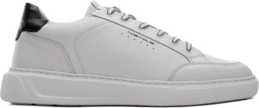 Ambitious Witte leren sneakers met zwarte hielinzet White - Foto 2
