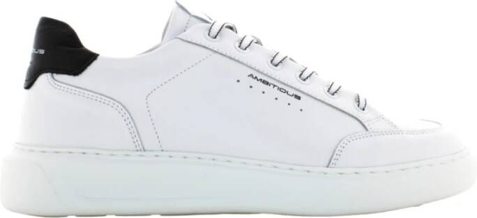 Ambitious Witte leren sneakers met zwarte hielinzet White - Foto 4