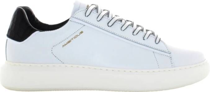 Ambitious Heren Sneaker van Wit Zwart Leer White Heren