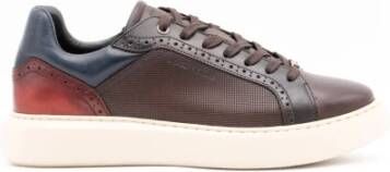 Ambitious Bruine Leren Sneakers met Blauwe en Bruine Accenten Brown Heren - Foto 4
