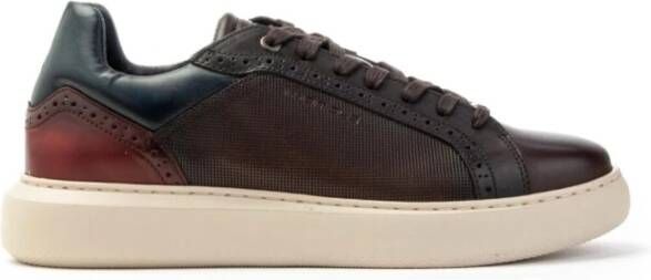 Ambitious Bruine Leren Sneakers met Blauwe en Bruine Accenten Brown Heren - Foto 3