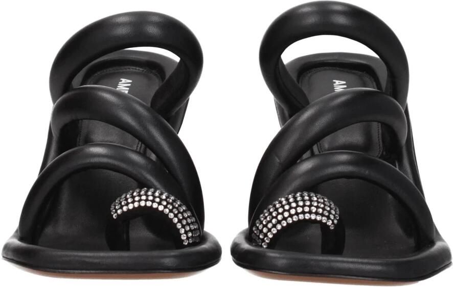 Ambush Zwarte leren stilettohak sandalen