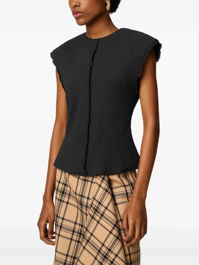 Ami Paris Mouwtjesloze top met gerafelde randen - Foto 2