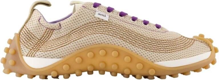 Ami Paris Beige Stof Mesh Sneakers