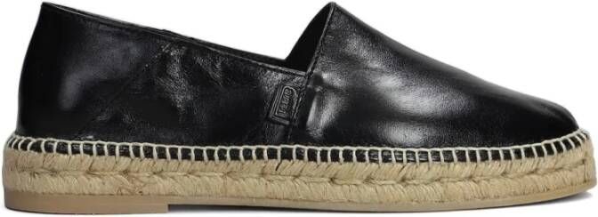 Ami Paris Stijlvolle Zwarte Leren Espadrilles