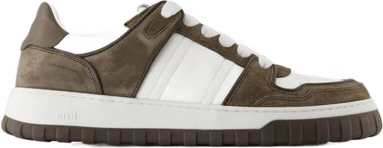 Ami Paris Witte Leren Mid-Top Sneakers