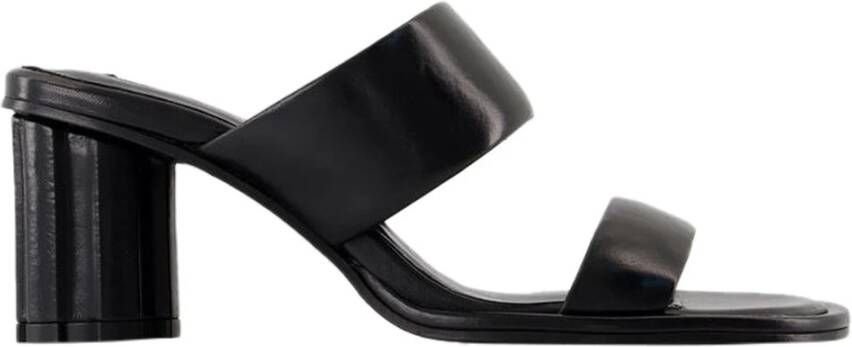 Ami Paris Zwarte Leren Blokhak Sandalen