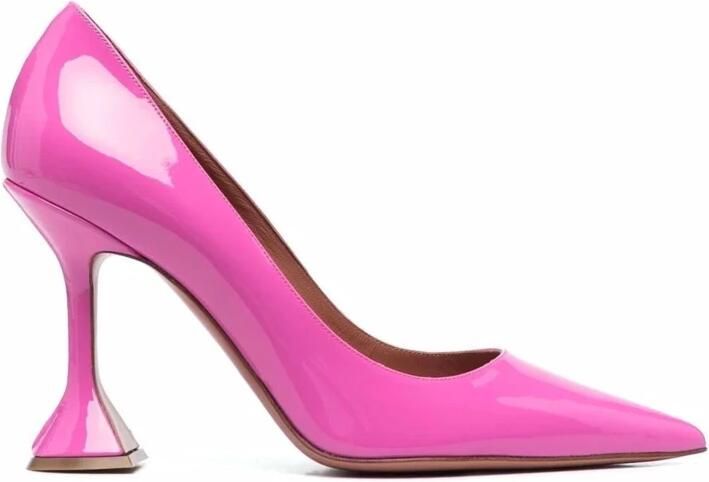 Amina Muaddi Lakleren Pumps met Puntige Neus Pink Dames - Foto 3